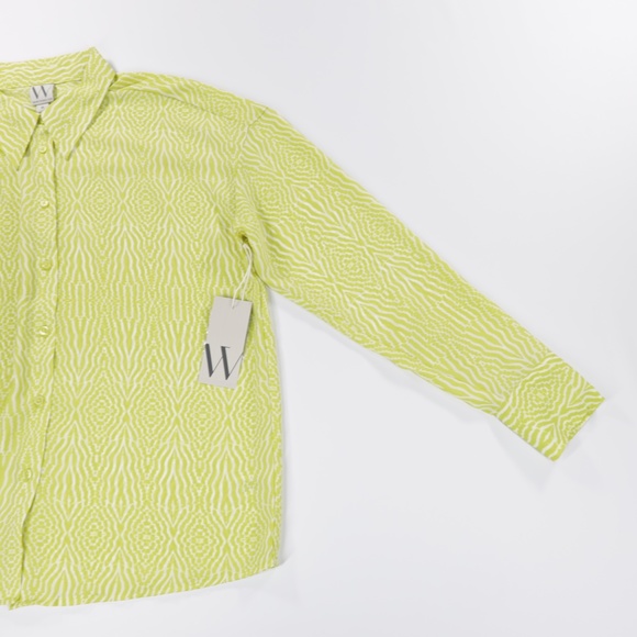 Worthington Women Collared Long Sleeve Button Up Shirt Green Size M - Picture 4 of 9